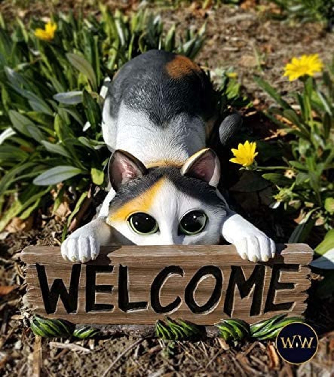 Calico Cat Sign 12.5 Garden Kitty Cat Statue Etsy