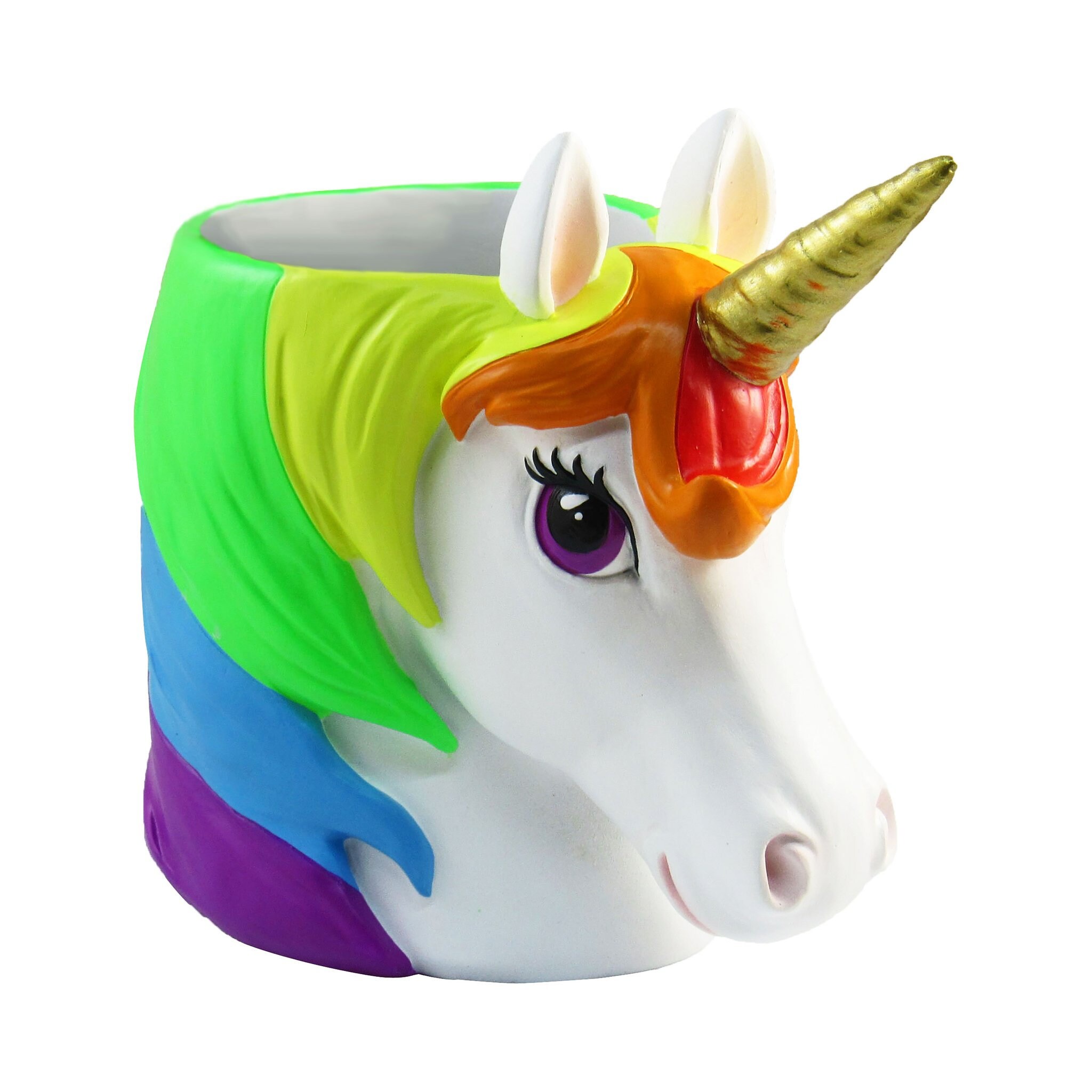 Details about   Rainbow Unicorn Pen Brush Holder Storage Container 6" Fantasy Magic Home Decor 