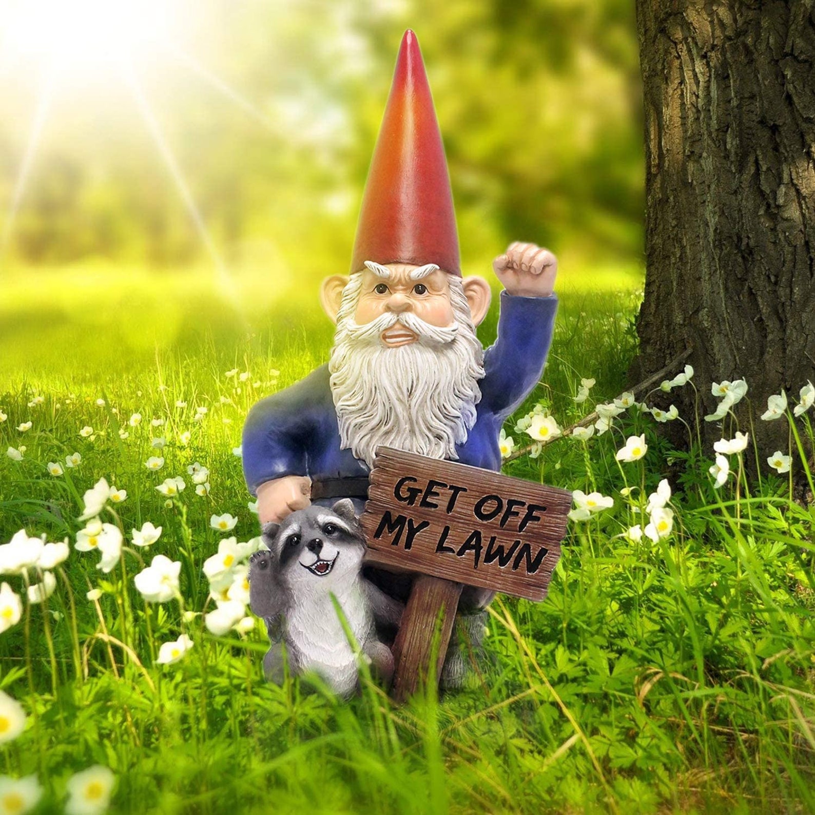 Cranky Gnome Garden Statue 17 Get Off My Lawn Garden Etsy