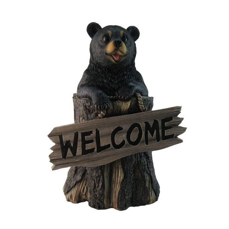 Black Bear Sign Statue Figurine 14 Porch Patio Etsy