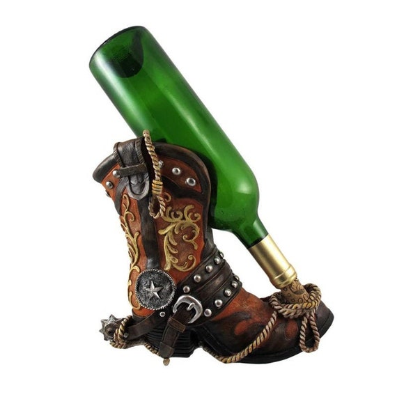 Western Vintage Cowboy Boot Wine Bottle Holder Display Etsy