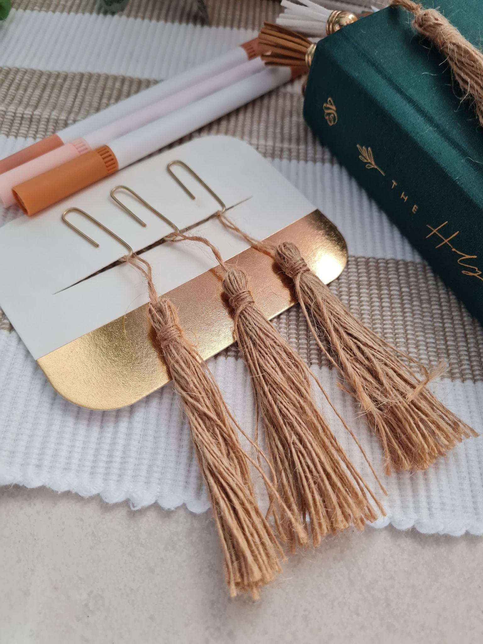 Boho Bible Tassel Bookmark 3 Pack Jute Tassels Etsy
