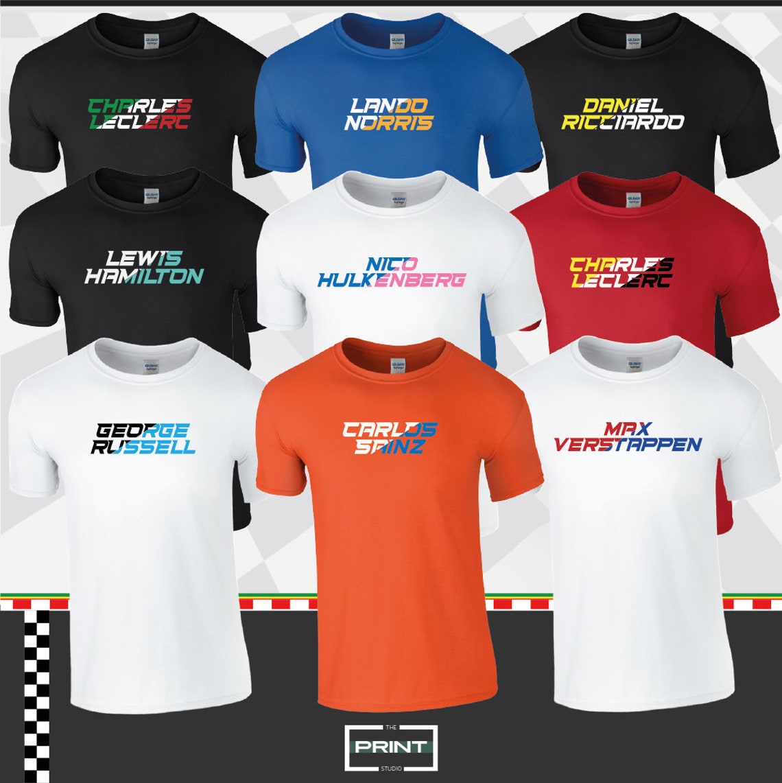 Formula One TShirt Drivers All Teams All Colours F1 TShirt Etsy