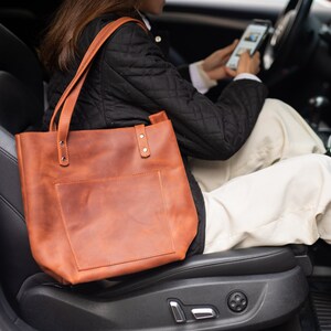 Bolso de cuero hecho a mano, Bolso de cuero marrón, Bolso de hombro grande para mujer, Bolso de hombro marrón, Bolso para portátil para mujer, Bolso de cuero suave, Tote