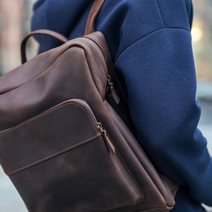 Mens lederen rugzak, Lederen laptop rugzak, Gepersonaliseerde man lederen rugzak, Mens laptop rugzak, 13 inch laptop rugzak voor mannen