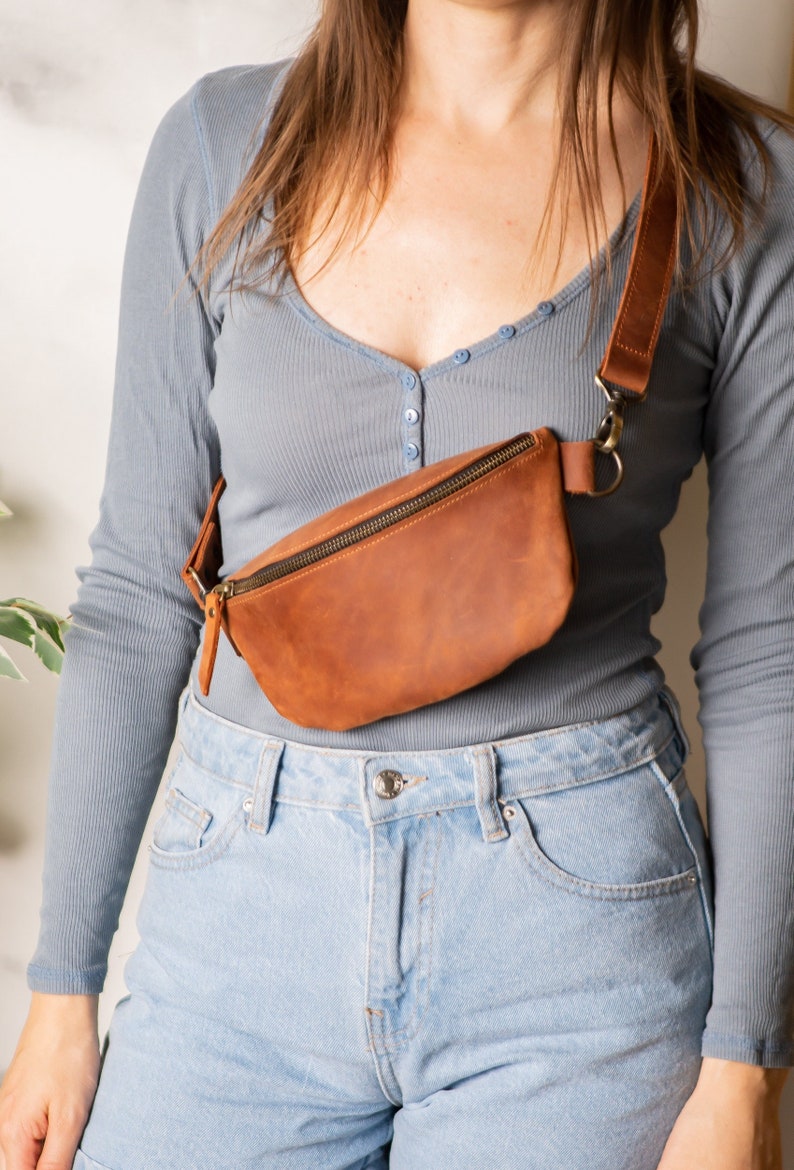 Leather fanny pack, Crossbody bag, Monogrammed fanny pack, Custom fanny pack, Leather crossbody bag, Vegan fanny pack, Travel fanny pack image 1