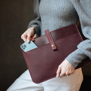 Housse pour ordinateur portable bordeaux personnalisée, sacs pour ordinateur portable en cuir rouge pour ordinateur portable, housse pour ordinateur portable 14 pouces, housse pour ordinateur portable Macbook Air 13, housse pour ordinateur portable Macbook Pro