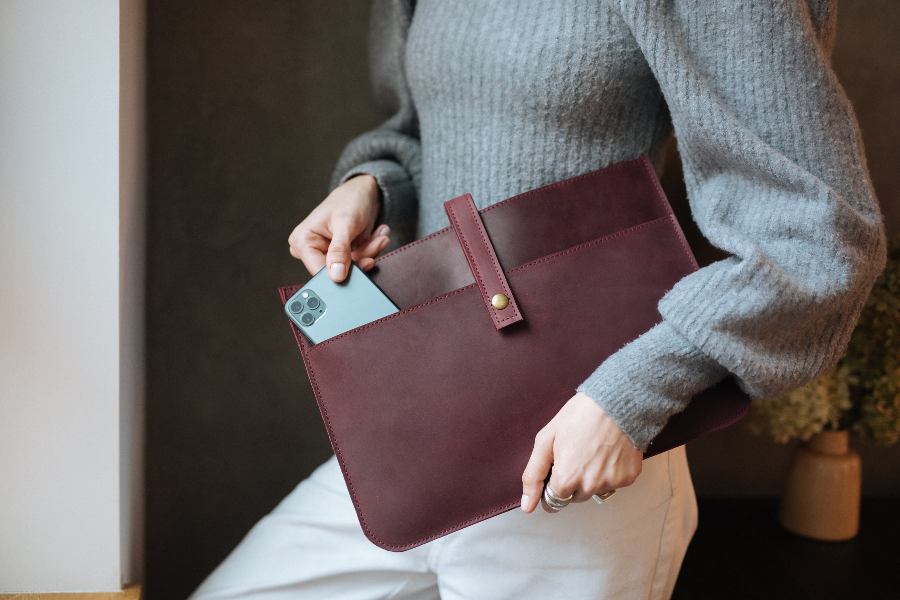 Burgundy Laptop Case Personalized, Red leather laptop women bags, Laptop Sleeve 14 Inch, Laptop Case Macbook Air 13, Laptop Case Macbook Pro