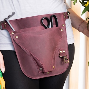 Leather tool belt for florists, Florist tool bag belt, Leather garden belt, Florist gift, Personalized tool pouch, Gardening belt