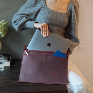 Leather Burgundy MacBook 12 Cover, MacBook Air 13 Case Leather, MacBook Pro 15 Sleeve, MacBook Pro 17 inch Case, MacBook Air 11 inch Case