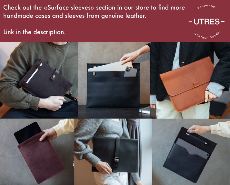 Leather Surface Pro 7 Sleeve Handmade Protective Laptop Case Tablet Accessories image 7
