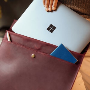 Burgundy laptop case, Red leather laptop women bags, Laptop Case 13.5, Laptop Sleeve 17 Inch, 2018 Macbook Pro Book Cover, laptop bag men