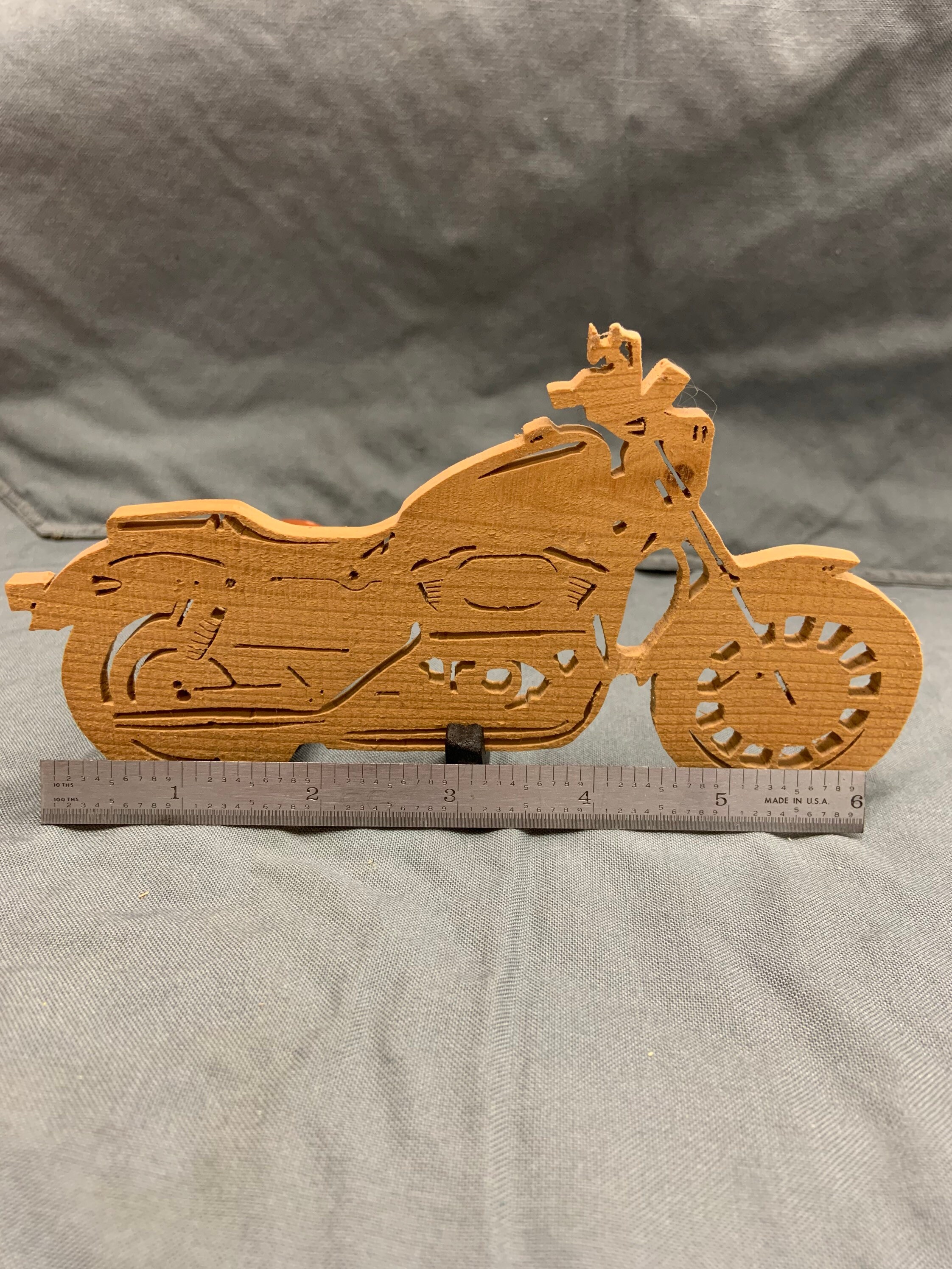 Scroll sawn Sportster motorcycle in wood. Etsy