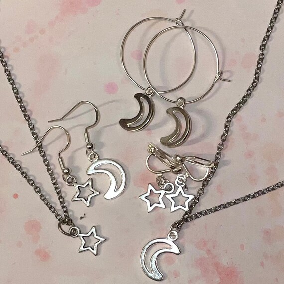 Moon and Star Necklace Necklace Set harry Styles Canyon Moon Half Moons Stars Etsy