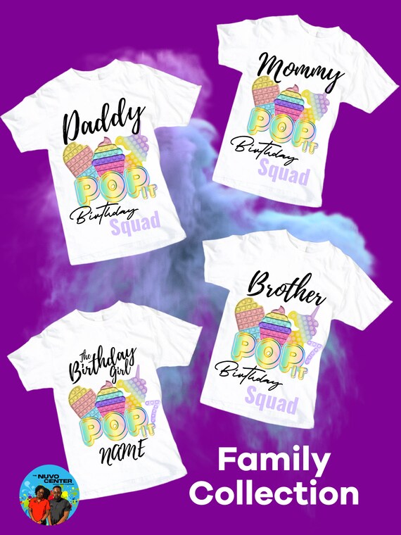 Printed T-shirts Pop It Birthday Family 