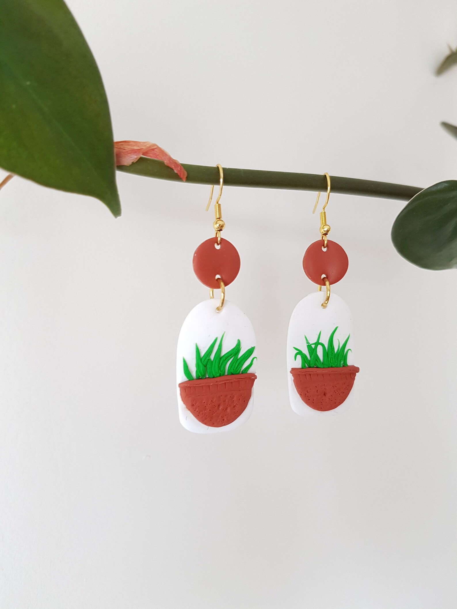 Succulent Plant Earrings // Houseplant Hook Earrings // Etsy
