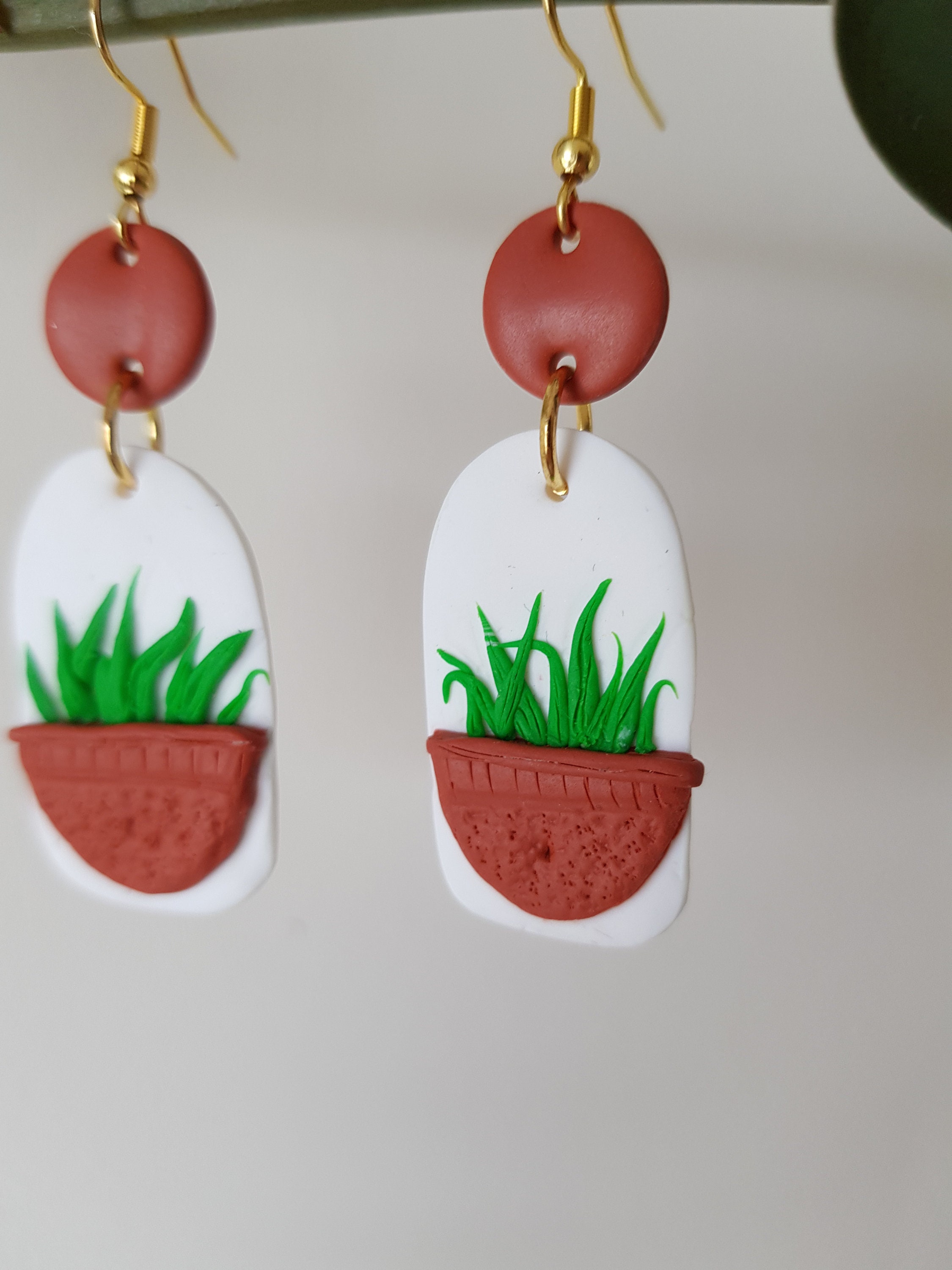 Succulent Plant Earrings // Houseplant Hook Earrings // Etsy
