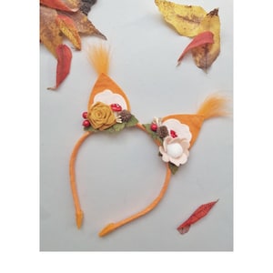 Woodland headband, Squirrel ears Headpiece, Squirrel ears flower crown, Squirrel Headband, Squirrel Costume, Girls Woodland Ears
