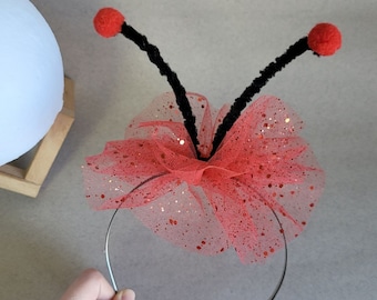 2 Fasce Per Capelli Con Antenne A Farfalla E Coccinella - Copricapo In Flanella Nera Per Costume Halloween