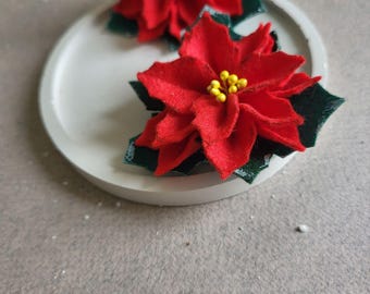Dark Red Velvet Soft Christmas Holiday Poinsettia Hair  display picture 1