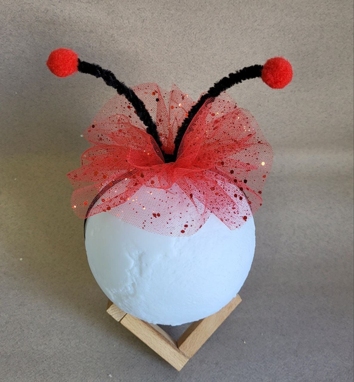 Ladybug Headband: Red Tulle Crown, Flexible Antennae - Etsy display picture 1