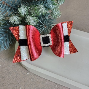 Red Santa Claus Hair Bow, Christmas Bow Headband, Red Bow Hair Clip, Xmas Red Hair Bow, Xmas Girl Gift, Xmas Hair Clip