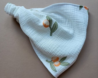 Baby Muslin Scarf: Apricot Print Cotton Bandana