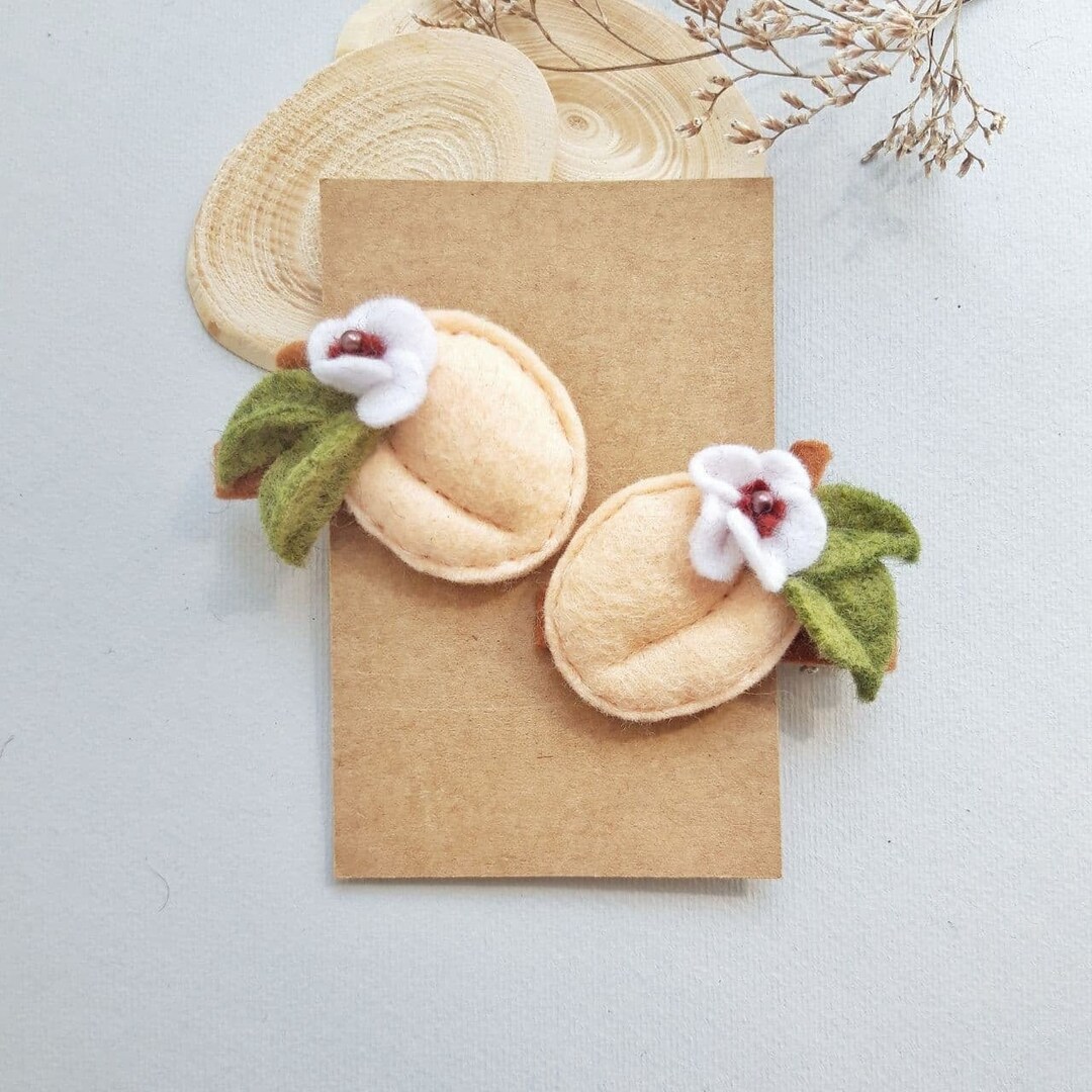 Peach Hair Clip Fruit Hair Clip Apricot Hair Clip Summer Etsy