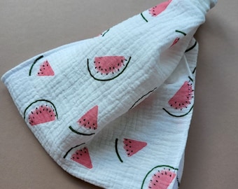 Watermelon Print Muslin Baby Scarf: Summer Bandana