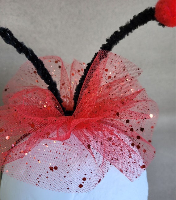 Ladybug Headband: Red Tulle Crown, Flexible Antennae - Etsy display picture 2