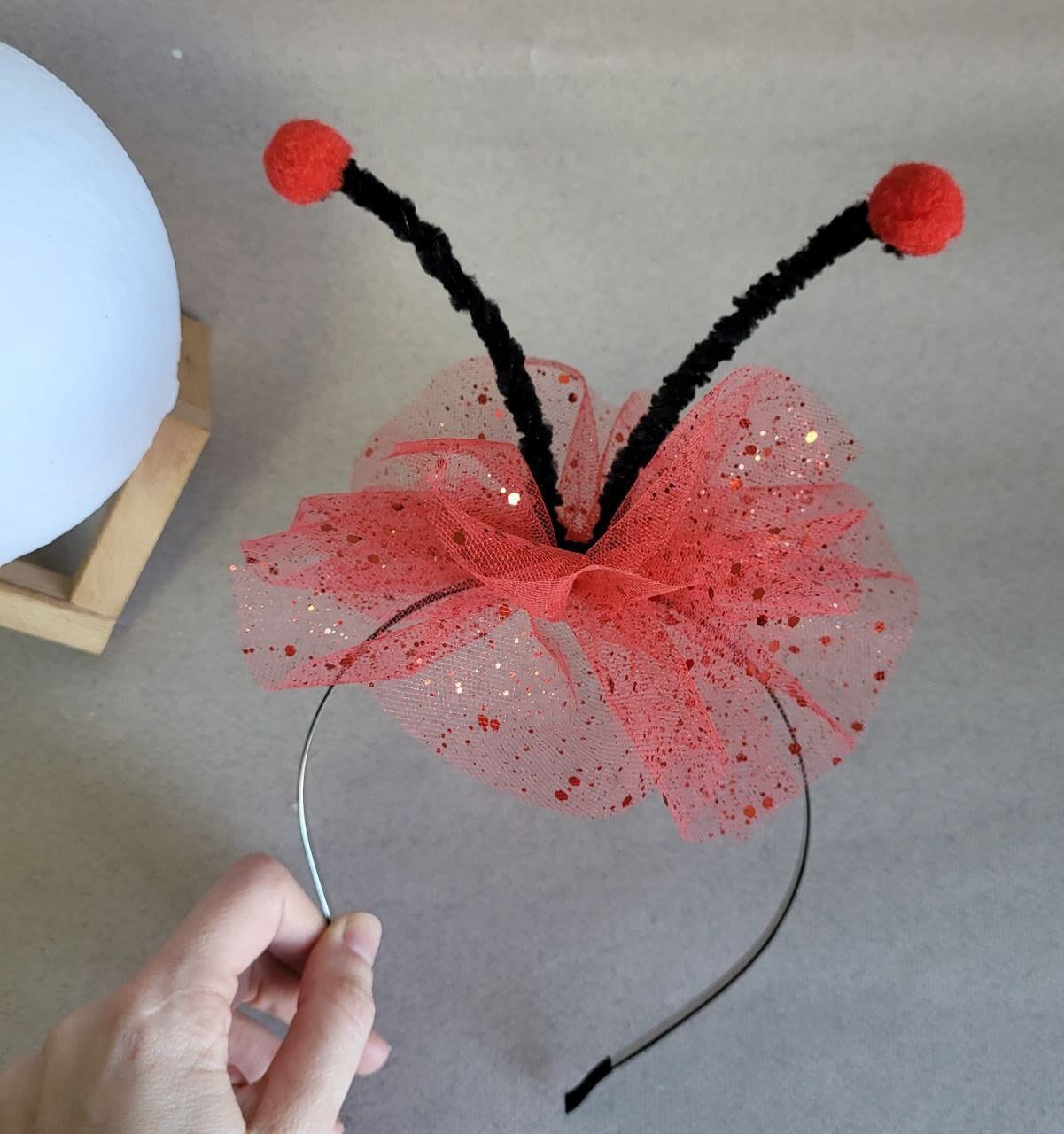 Ladybug Headband: Red Tulle Crown, Flexible Antennae - Etsy