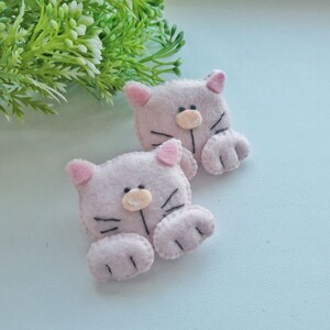 Vilt roze kat haarclip voor kinderen, Cat Lover Gift, Pet Cat Hair Clip voor Bang, Schattige kawaii kat haarclip, Handgemaakte pastel kat haaraccessoires