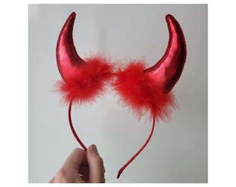 Diadema Cuernos Diablo Diadema De Cuernos De Diablo Con Purpurina, Disfraz De Diablo De Cuernos De Diablo Rojo, Mujeres, Hombres Y Niñas, Diadema De Cosplay De Mascarada De Halloween (negro Y Rojo