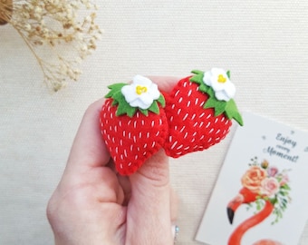 Erstwilder Strawberries and Custard Hair Clips Set - 2 Piece 