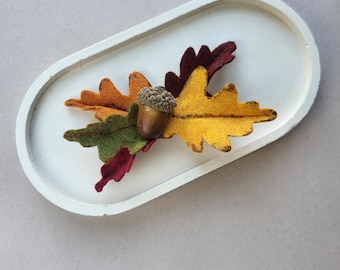 Felt Oak Leaf & Acorn Hair Clip: Autumn Accessory