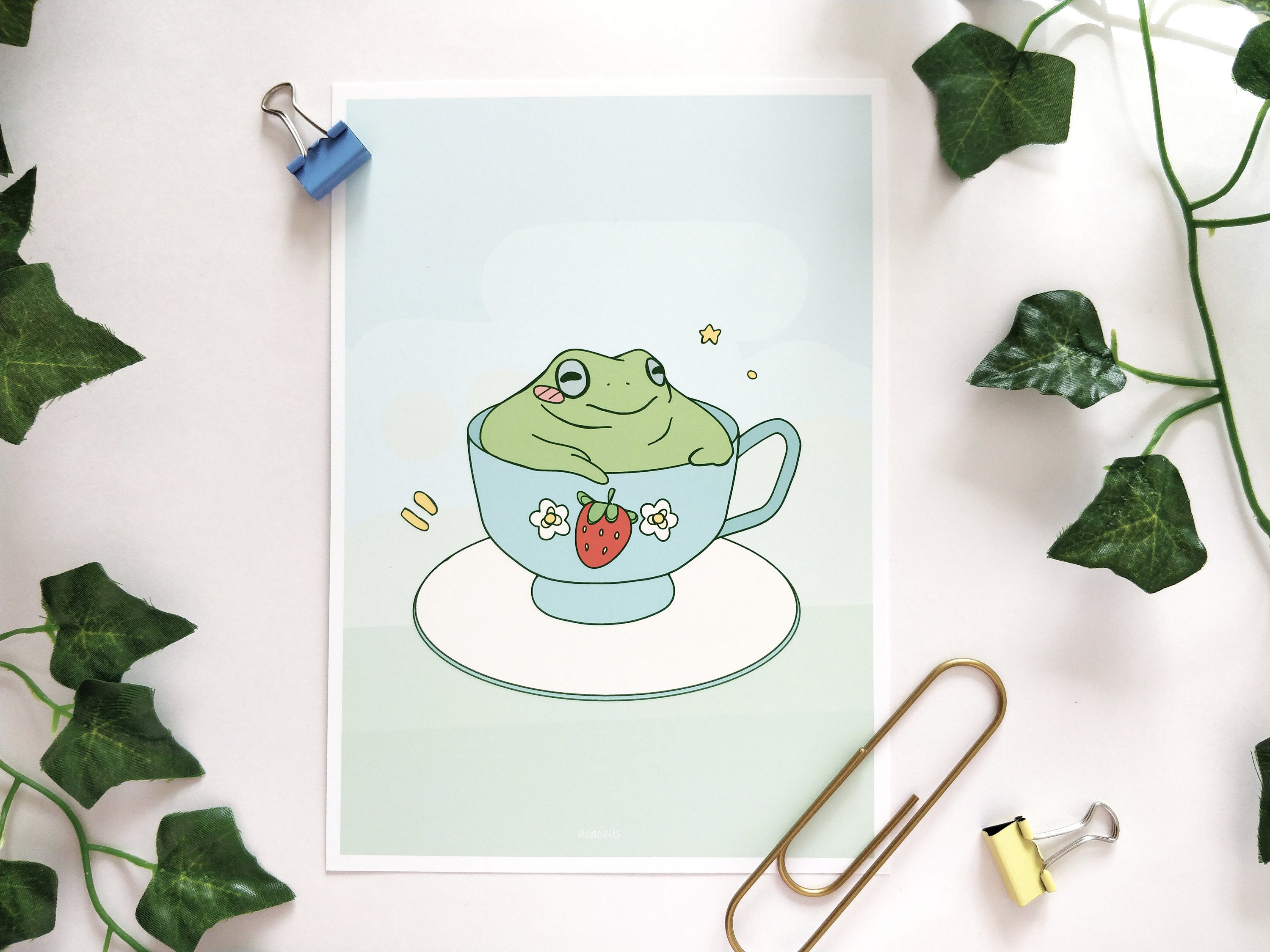 Cute Cottagecore Floral Frog Aesthetic, an art acrylic by L VT