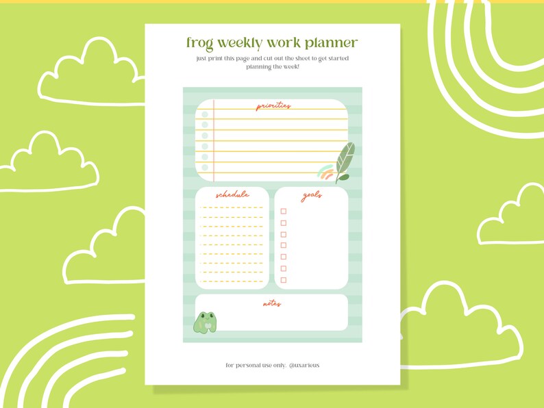 Printable Frog Planners Daily and Weekly Planner - Etsy