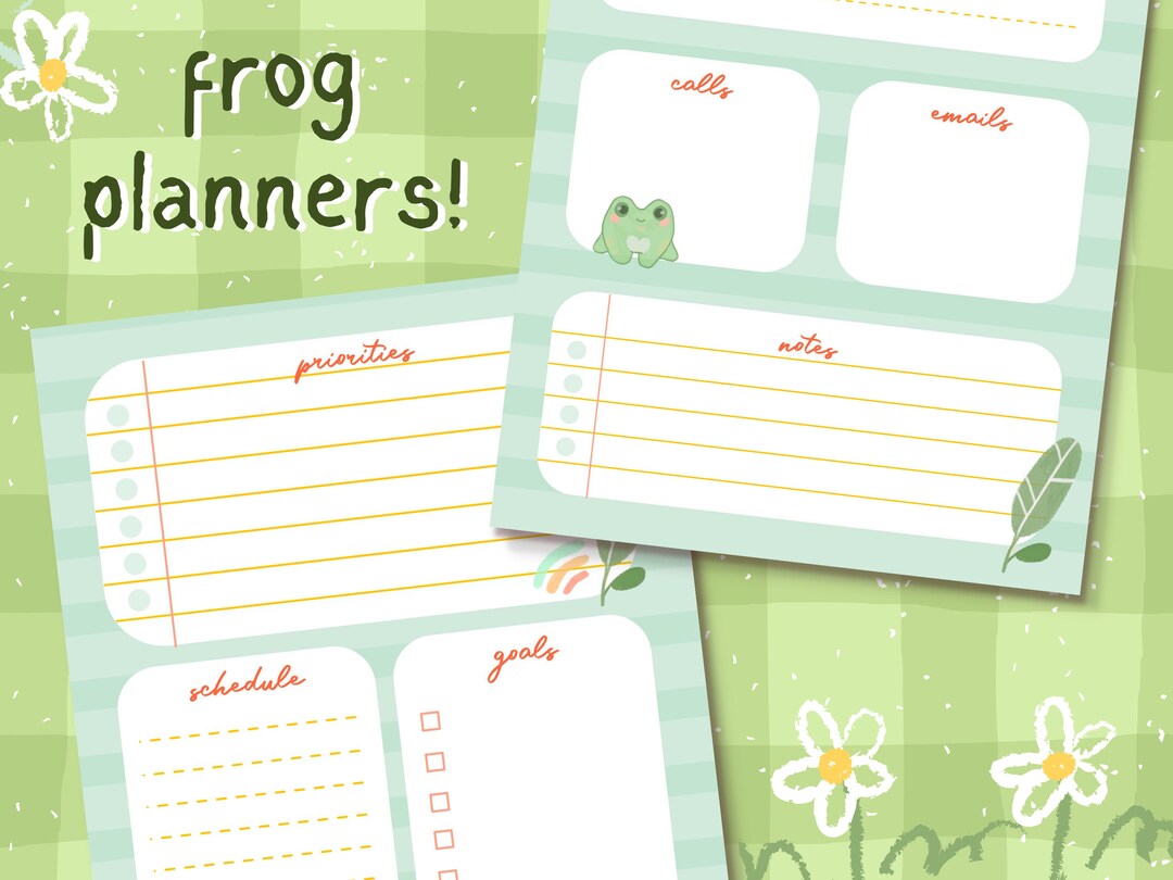 Printable Frog Planners, Daily and Weekly Planner, Cottagecore, Bujo ...