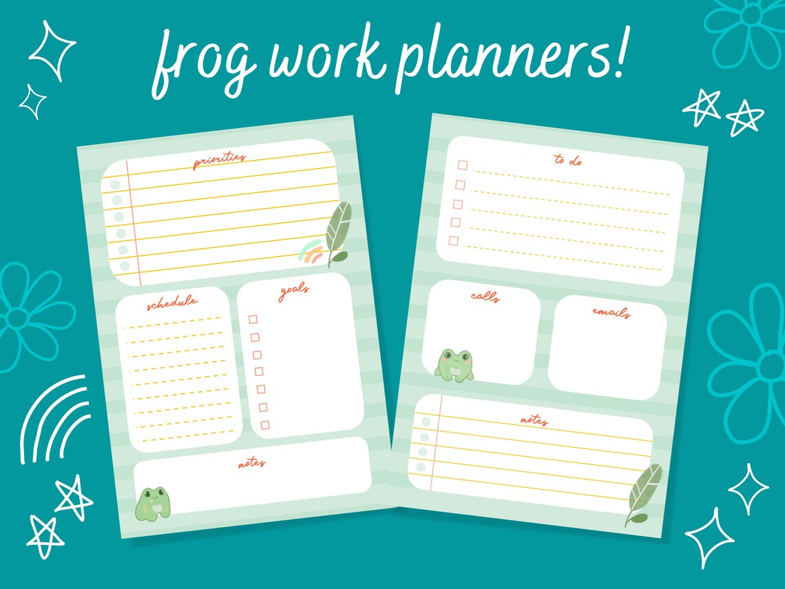 Printable Frog Planners Daily and Weekly Planner - Etsy