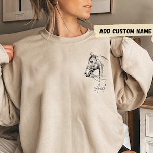 Personalized Horse Sweatshirt, HorseGifts, Custom Gift for Horse Lover, Horse Portrait Sweatshirt, Horse Portrait, Horse Face Shirt