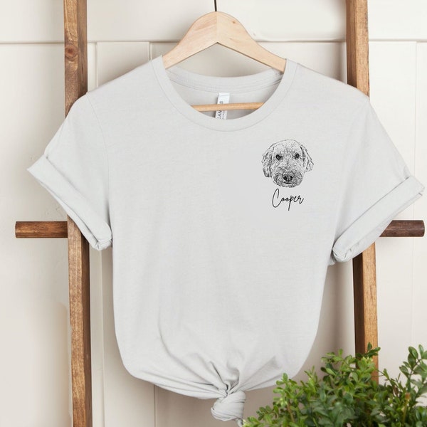 Custom Pet Portrait T-Shirt | Personalized Pet Shirt | Made From Pet Photo | Custom Pet Gift, Minimalist Gift for Dog Lover