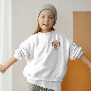 Spersonalizowana haftowana bluza dla dzieci, bluza dla małych psów, młodzieżowa koszulka z twarzą zwierzaka, haftowany pies, spersonalizowana dziecięca bluza