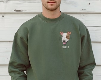Embroidered Pet Portrait Sweatshirt, Custom Dog Dad Gift