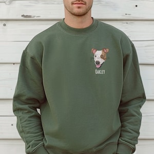 EMBROIDERED Pet Portrait Sweatshirt for Men, Custom Dog Embroidery , Dog Dad Gift, Father's Day Gift, Birthday Gift for Him, Boyfriend gift