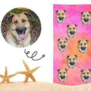 Personalisiertes Hundeportrait Strandtuch, Personalisiertes Haustier Handtuch, Personalisiertes Hunde Strandtuch, Katzen Foto Handtuch, Hunde Foto Handtuch mit Name, Hunde Mama Geschenk