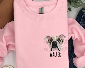 Custom EMBROIDERED Pet Sweatshirt, Custom Dog Portrait, Dog Sweatshirt, Pet Face Shirt, Dog Mom Gift, Dog Embroidery, Personalized Gifts