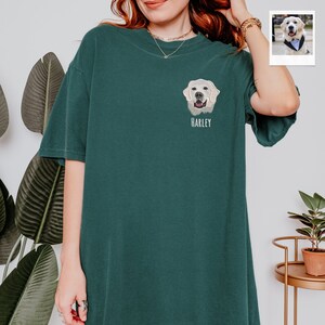 Custom EMBROIDERED Pet T-shirt Comfort Colors®, Pet Gifts, Custom Dog Portrait Shirt, Dog Mom Gift, Dog Embroidery, Dog Lover Gift