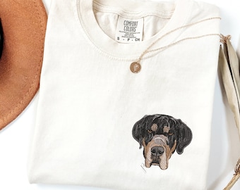 Custom EMBROIDERED Pet T-shirt Comfort Colors, Pet Gifts, Custom Dog Portrait Shirt, Pet Shirt, Dog Mom Gift, Dog Embroidery, Dog Lover Gift