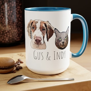 Custom Pet Portrait Mug: Personalized Dog & Cat Photo Gift (15oz)