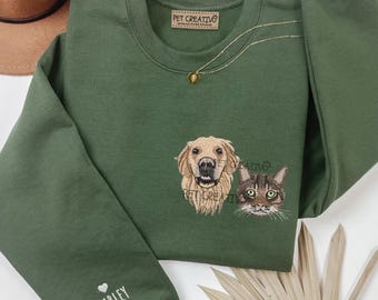 Custom EMBROIDERED Pet Sweatshirt, Custom Dog Portrait, Dog Sweatshirt, Pet Face Shirt, Dog Mom Gift, Dog Embroidery, Personalized Gifts